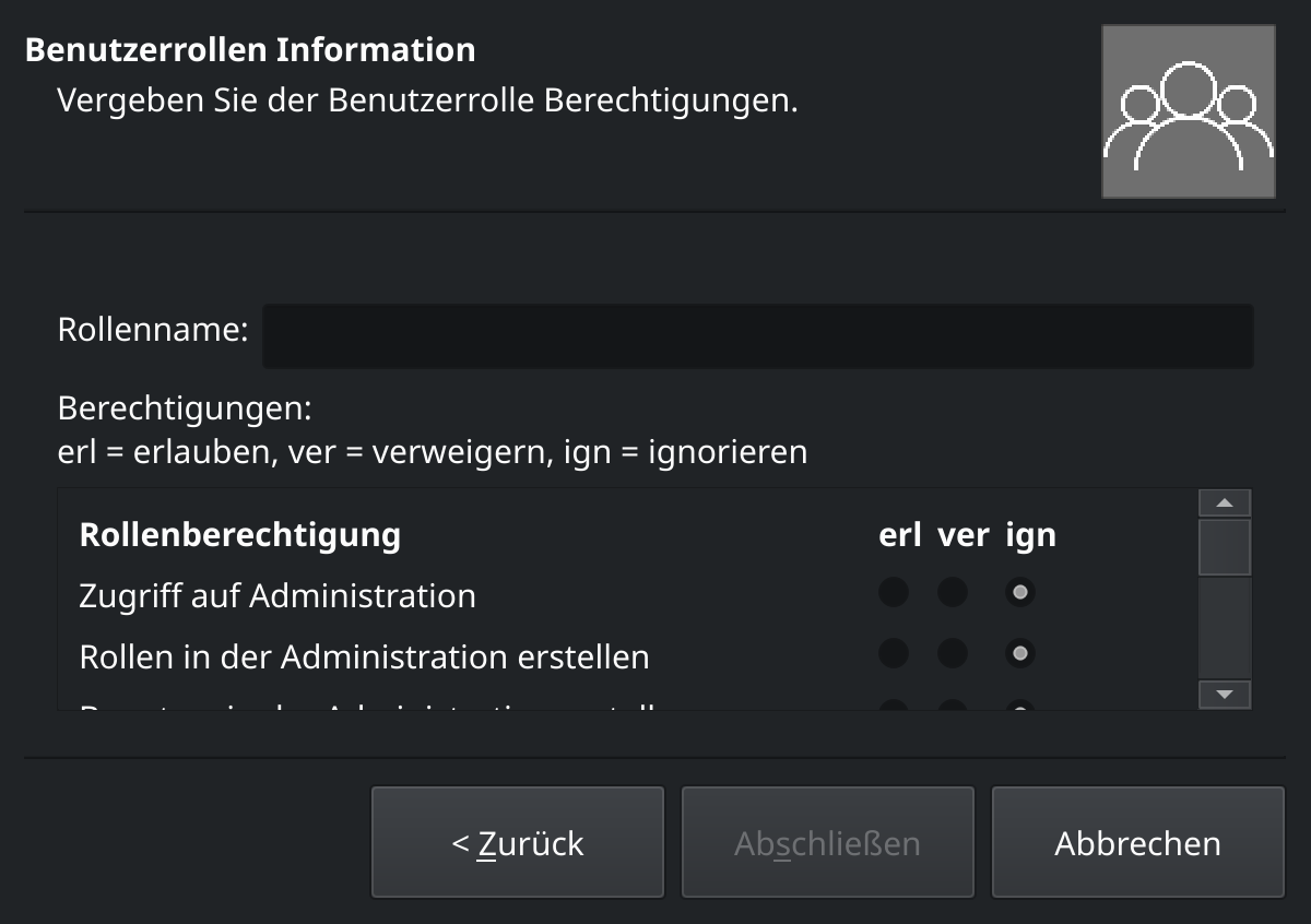 Der benutzer und berechtigungsmanager 1
