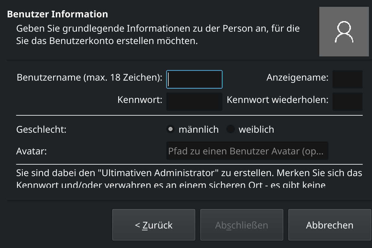 Der benutzer und berechtigungsmanager
