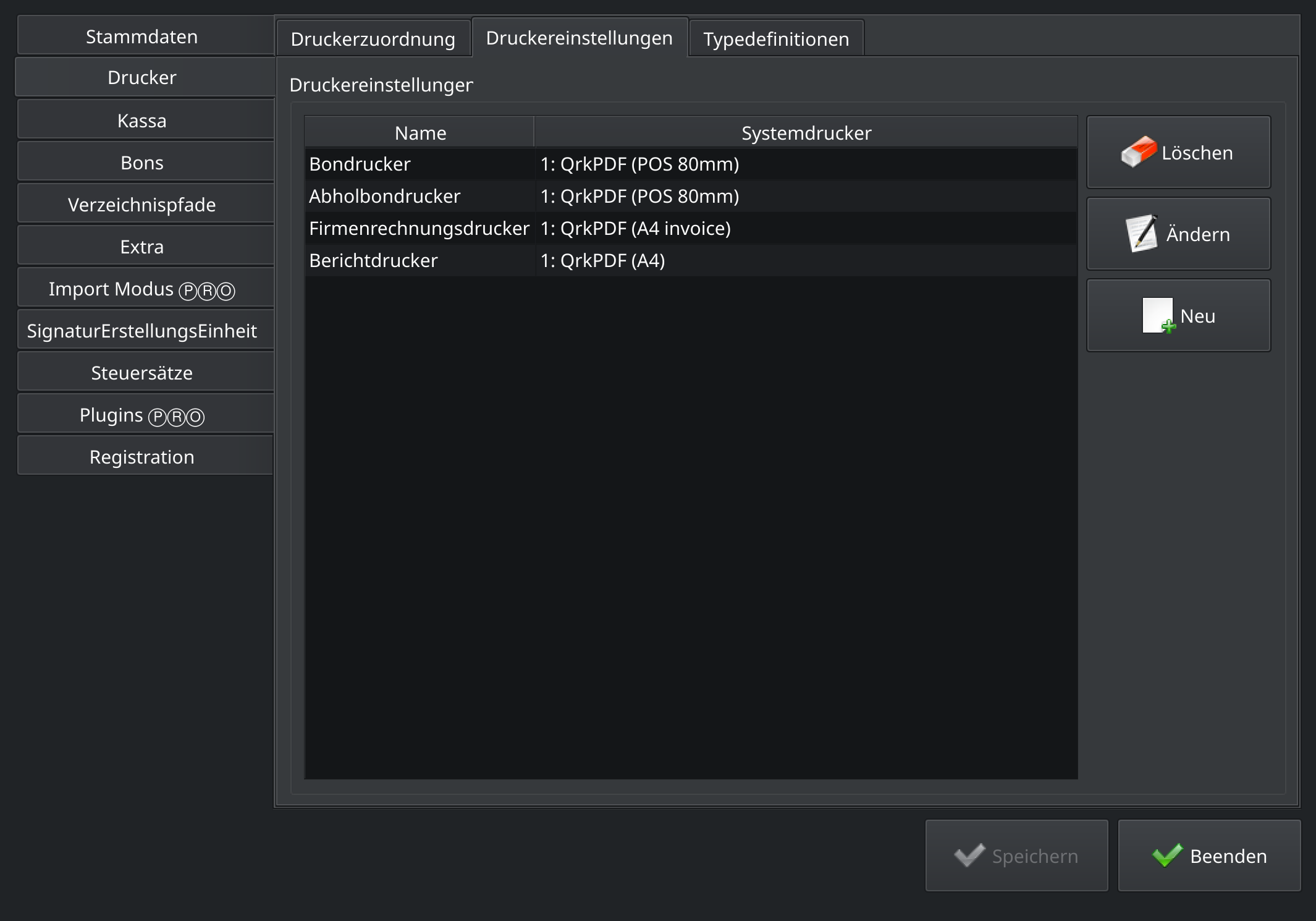 Druckereinstellungen